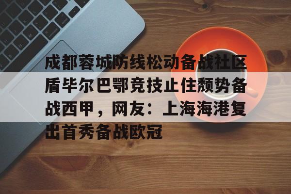 官方网页版登录入口-成都蓉城对阵上海海港